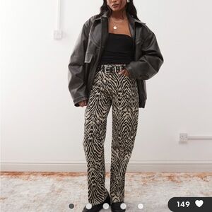 ASOS Petite Black and Cream Wide Leg Pants